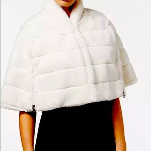 Betsy Johnson luxury Ivory Faux Fur Cape/Shrug